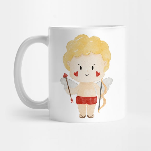 Cute Blonde Valentines day Angel Cupid by MutchiDesign